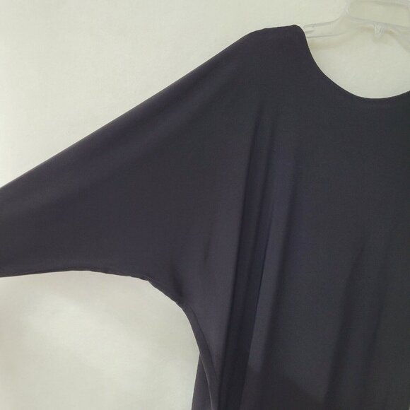 Frank Lyman Design Top Womens 6 Black Tunic Dolman Slit Sleeve Contrast Cuff - Picture 3 of 8